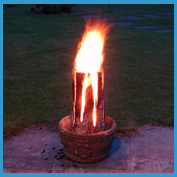 log candle burning